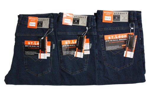 SPODNIE MĘSKIE JEANS st.Leon'f GRANATOWE W36 L36 PAS 94-96