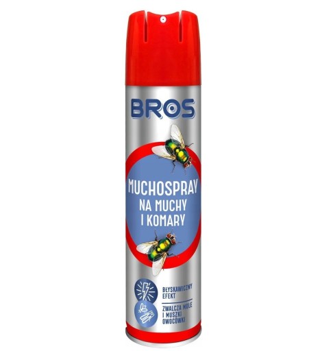 BROS Спрей для борьбы с летающими насекомыми от мух, комаров, ос и кротов 750мл