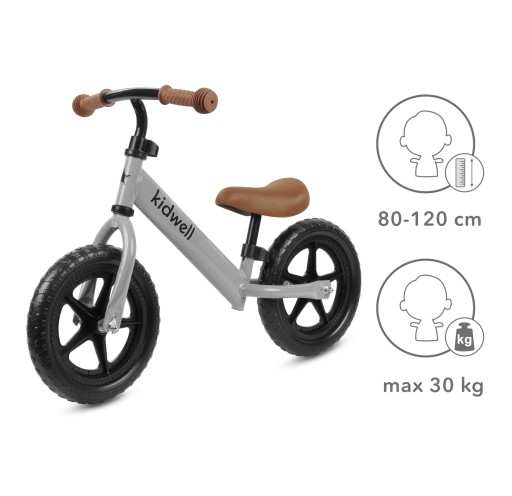KIDWELL REBEL GREY БАЛАНСОВЫЙ ВЕЛОСИПЕД ЛЕГКИЕ РЕГУЛИРУЕМЫЕ КОЛЕСА 12, 80–120 см