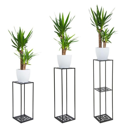 Stojący kwietnik metalowy 100 cm czarny wytrzymały