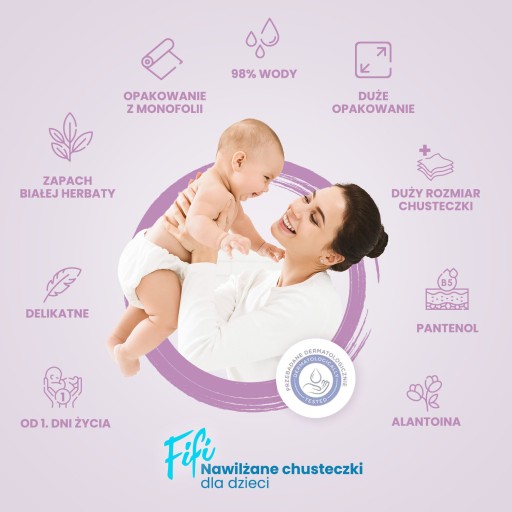 ВАЛФЕТКИ Fifi УВЛАЖНЕННЫЕ ВОДОЙ 98% ДЕТСКИЕ Д-ПАНТЕНОЛ АЛЛАНТОИН 80 шт.