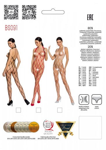 BS091 czerwony uniwersalny - Bodystocking Box
