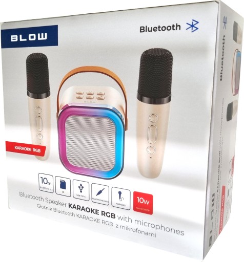 Bluetooth ДИНАМИК, 2 микрофона, ПОЛЬСКИЙ Караоке для детей