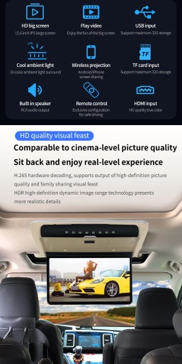 14-дюймовый автомобильный монитор Smart Digital TV Автомобильный потолочный дисплей MP5