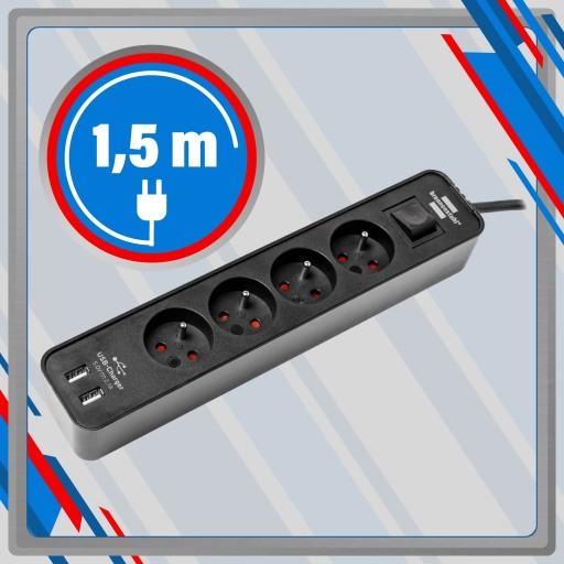 РАЗЪЕМ ПИТАНИЯ 1,5 М 4 USB РОЗЕТКИ BRENNENSTUHL