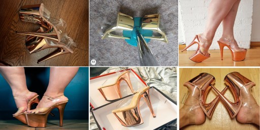 ЖЕНСКИЕ ТУФЛИ НА ПЛАТФОРМЕ ЗОЛОТЫЕ СЕКСУАЛЬНЫЕ КАБЛУКИ SexyHeels 20 СМ, размер 37