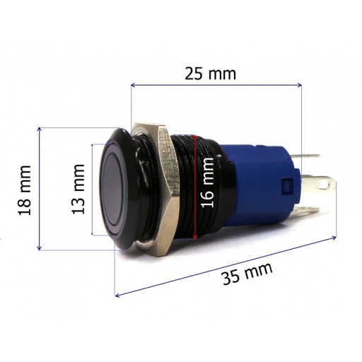 Przycisk zatrzaskowy On/Off LED 18mm Biały