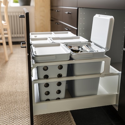 МУСОРНИЦА с крышкой, светло-серый 3л IKEA