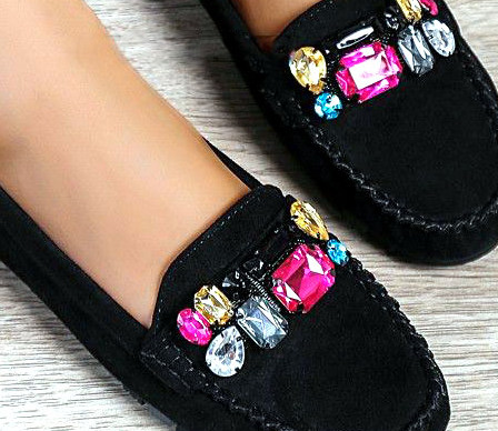 БАЛЕТКИ ЖЕНСКИЕ ЗАМШЕВЫЕ МОКАСИНЫ STONE BLACK 37