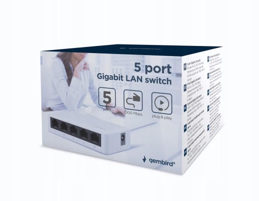 Gembird Switch 5 портов 10/100/1000 Мбит/с LAN 1 ГБ