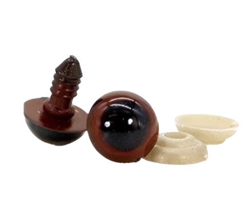Oczka wciskane do maskotek zaciskowe Brązowe 10mm Safety Eyes MT9