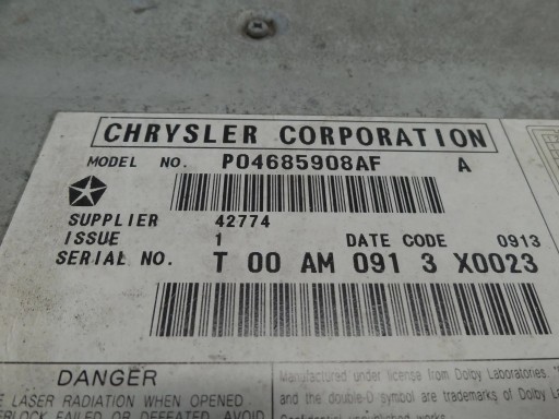 CHRYSLER PACIFICA 04 CD DVD ЧЕЙНДЖЕР P04685908AF