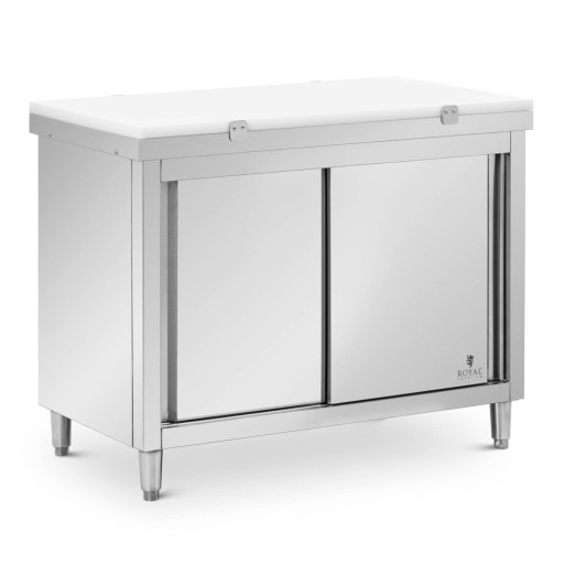 РАБОЧИЙ СТОЛ СО ШКАФОМ ИЗ НЕРЖАВЕЮЩЕЙ СТАЛИ - ECO - 120 X 60 СМ - 500 КГ -