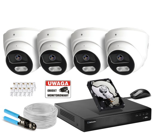 МАГАЗИН МОНИТОРИНГ 4 камеры POE 4K UHD 8MPx Купольные ОБНАРУЖЕНИЕ, ЗАПИСЬ ЗВУКА