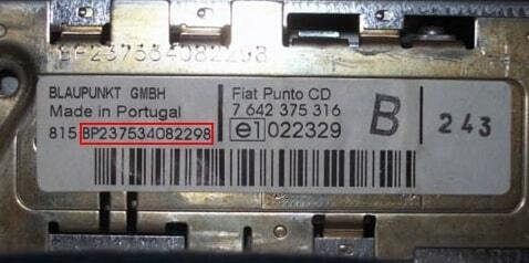 Расшифровка радиокода FIAT 500 PUNTO PANDA