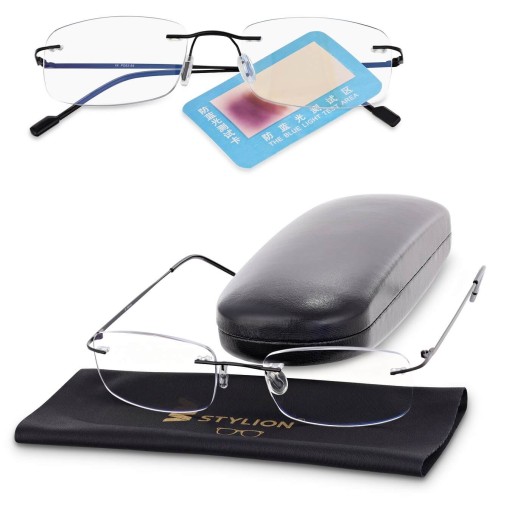 BEZRAMKOWE Okulary moc +2.50 do KOMPUTERA Blue Light ANTYREFLEX UV Patentki