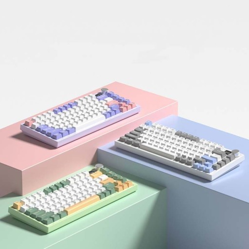 XM58-B 75% RGB Механическая клавиатура с красным переключателем, 3 режима, 2,4G, Фэнтези-фиолетовый