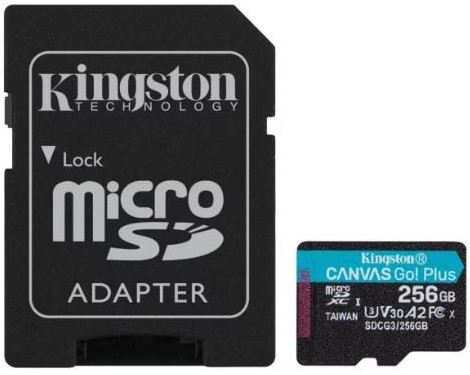 Карта памяти Kingston UHS-3 V30 U3 A2 256 ГБ, 170 МБ