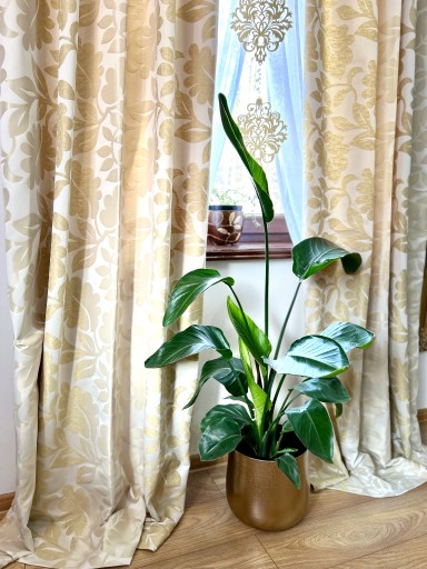 Готовая штора на заказ Nature Cream Leaves Pattern Бежевый