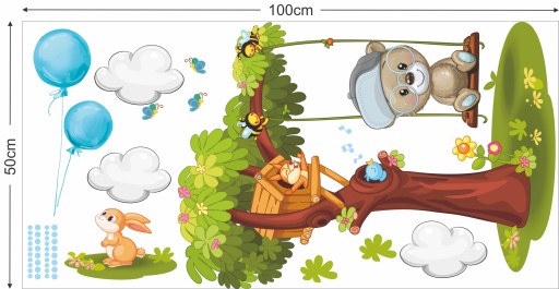 Наклейки на стену BUNNY TREE 50х100см DR4
