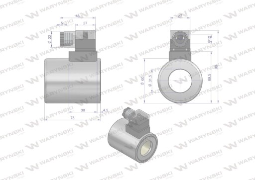 Катушка делителя электромагнитного клапана W-E12DVS6/2-80L