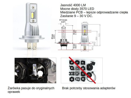 Светодиодные лампы H7 4000 лм Комплект Customize LED PRO