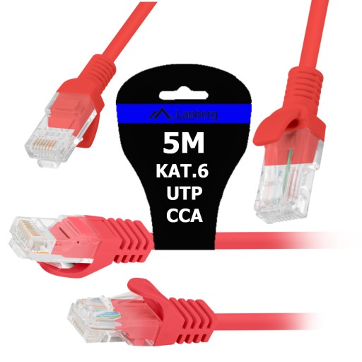 KABEL PRZEWÓD LAN SIECIOWY RJ45 DO INTERNETU KAT.6 CAT.6 UTP 5M LANBERG
