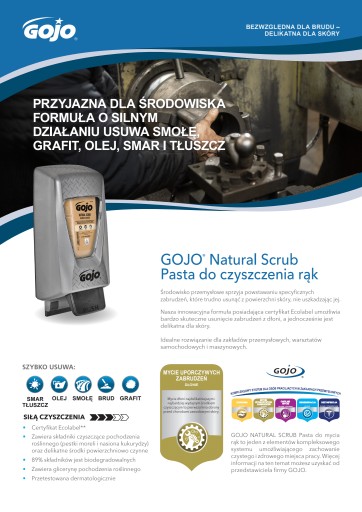 Чистящая паста для рук GOJO Natural Scrub, дозатор и сменный блок 2000 мл.