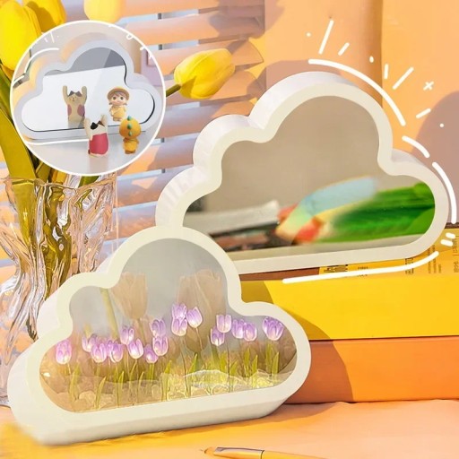 DIY Облако Зеркало Тюльпан Лампа Ночник Девушка Спальня Украшения Фоторамка