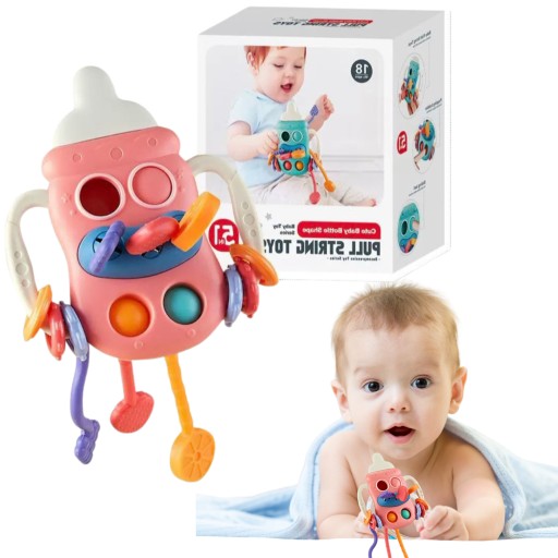 СЕНСОРНАЯ ИГРУШКА ДЛЯ МЛАДЕНЦЕВ И ДЕТЕЙ МОНТЕССОРИ БУТЫЛКА 5 В 1