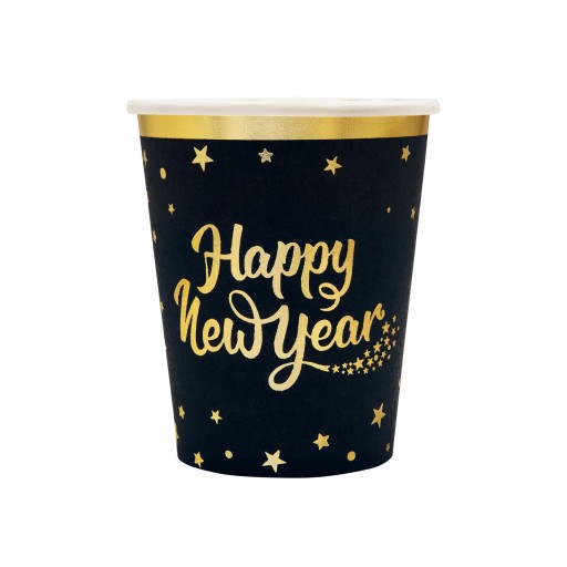 Kubeczki papierowe - Happy New Year, 220 ml, 6 szt