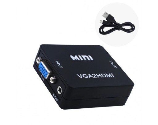 Конвертер видео VGA + стереоаудио в HDMI, черный
