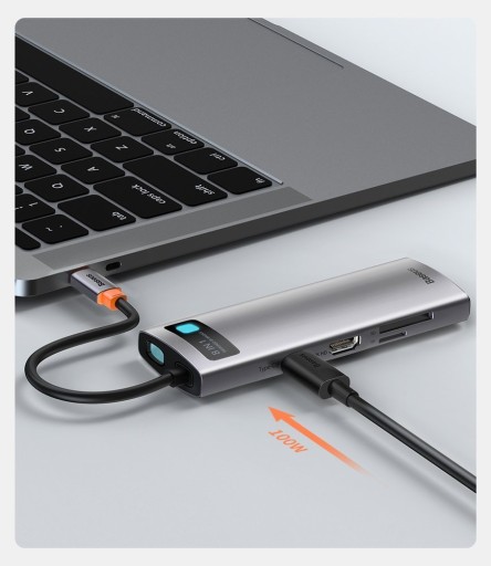 АДАПТЕР BASEUS-концентратора USB-C 100 Вт/HDMI 4K/3x USB/micro SD/RJ45 СЕТЕВАЯ КАРТА