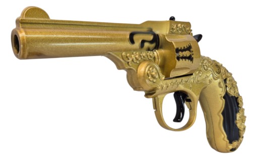 ZŁOTY PISTOLET NA KAPISZONY FULL Metal GŁOŚNY Rewolwer Hukowy SPŁONKA