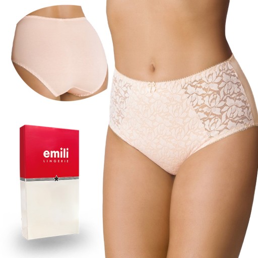 EMILI Norma Koronkowe Figi Bawełna Beżowy 2XL