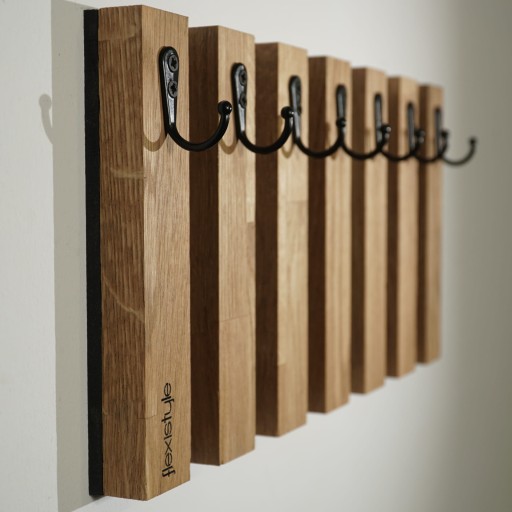 Drewniany wieszak na klucze ręczniki ubrania organizer Lamele 40cm