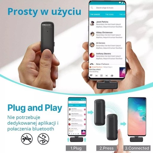 Беспроводной петличный микрофон J12 Light USB C для iPhone Android
