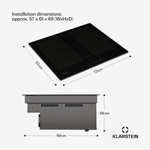 ИНДУКЦИОННАЯ ГОРЯЧАЯ ВЫТЯЖКА KLARSTEIN DOWNAIRE ABSORPTION 600M³/H 72CM