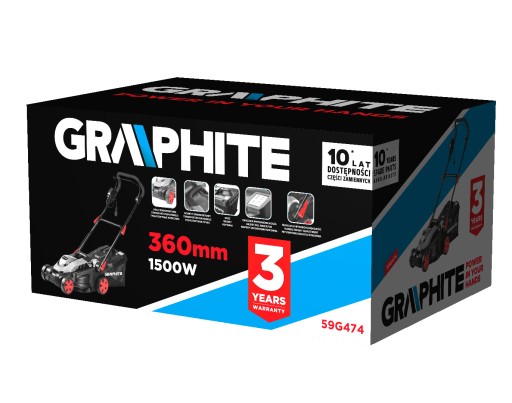Электрическая газонокосилка 1500 Вт 36 см GRAPHITE 59G474