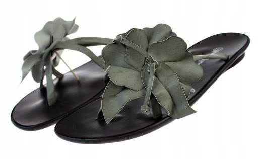 KLAPKI DAMSKIE BUTY JAPONKI SZARE KWIAT 5796 r. 37