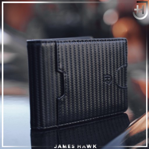 Мужской кожаный кошелек James Hawk Smart Wallet Slim 1,5 см RFID Черный