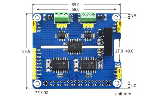 2-канальный изолированный CAN-модуль для Raspberry Pi