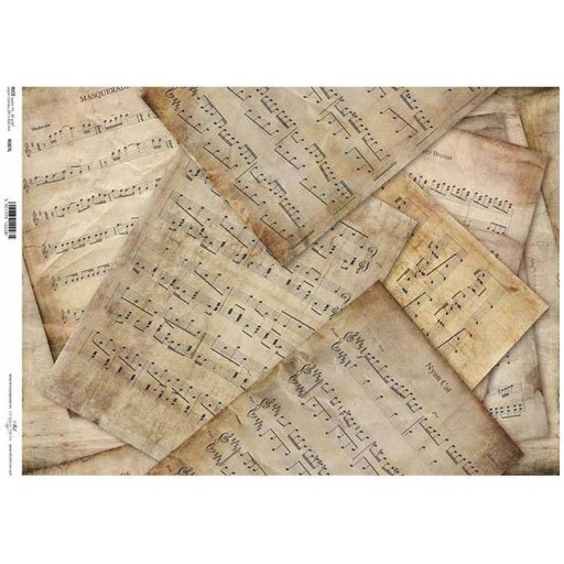 PAPIER RYŻOWY do decoupage A3 ITD-007L stare nuty