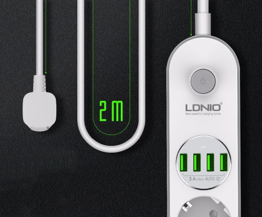Удлинитель LDNIO SE4432 4 РОЗЕТКИ 4 USB