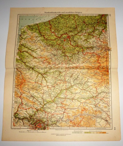 КАРТА ФРАНЦИЯ БЕЛЬГИЯ 1934 г. Минерва Атлас