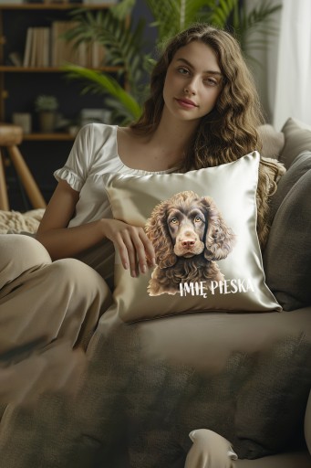 POSZEWKA SATYNA 40CM PIES AMERYKAŃSKI SPANIEL DOWODNY + IMIĘ WATER SPANIEL