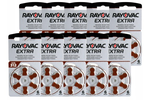 30 слуховых батарей RAYOVAC EXTRA 312 PR41