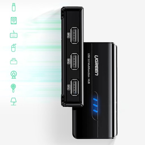 СЕТЕВОЙ АДАПТЕР UGREEN ETHERNET-ХАБ USB — RJ45 10/100 Мбит/с / 3 порта USB 2.0