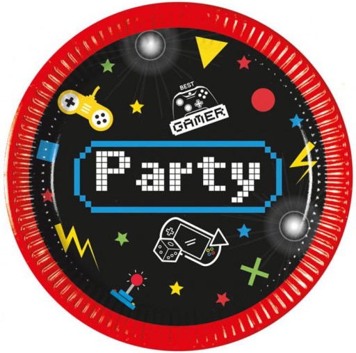 ZESTAW KUBKI URODZINOWE TALERZYKI GAMINGOWE PARTY PIKSELE URODZINY 16szt