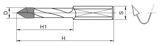 Сквозное сверло D=4x50/S=10/H=70